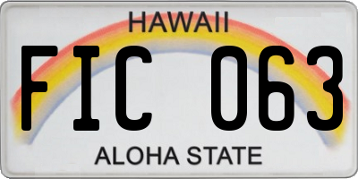HI license plate FIC063