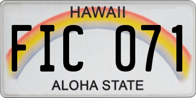 HI license plate FIC071