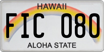 HI license plate FIC080