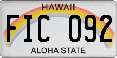 HI license plate FIC092