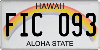 HI license plate FIC093