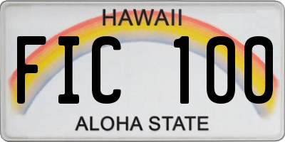HI license plate FIC100