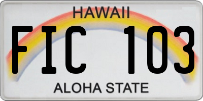 HI license plate FIC103