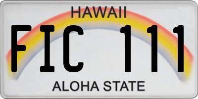 HI license plate FIC111