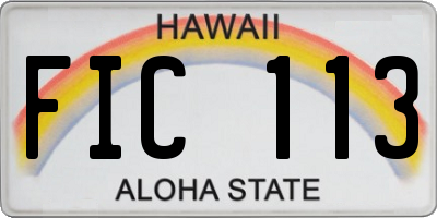 HI license plate FIC113