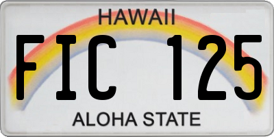 HI license plate FIC125