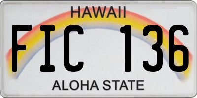 HI license plate FIC136