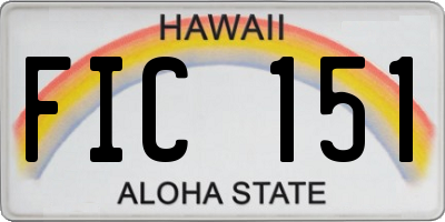 HI license plate FIC151