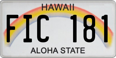 HI license plate FIC181