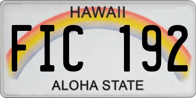 HI license plate FIC192