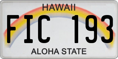 HI license plate FIC193