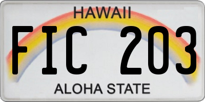 HI license plate FIC203