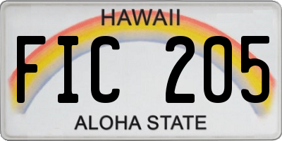 HI license plate FIC205