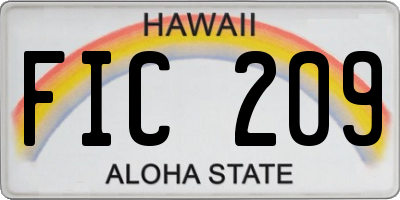 HI license plate FIC209