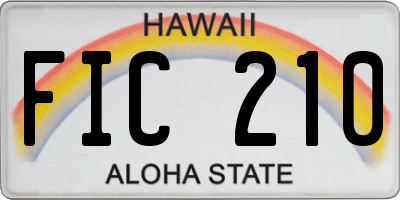 HI license plate FIC210