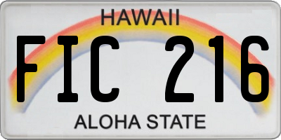 HI license plate FIC216
