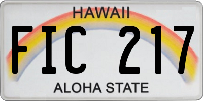 HI license plate FIC217