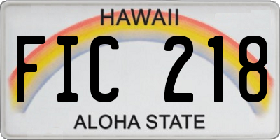 HI license plate FIC218