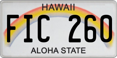 HI license plate FIC260