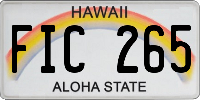 HI license plate FIC265