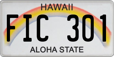 HI license plate FIC301