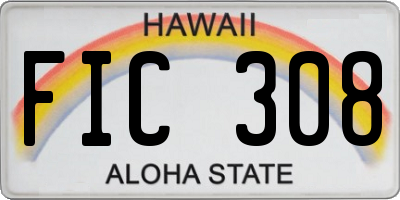 HI license plate FIC308