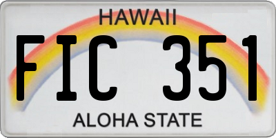HI license plate FIC351