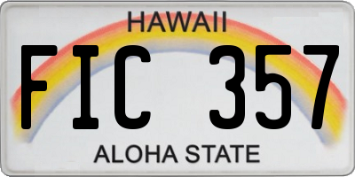 HI license plate FIC357