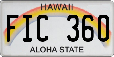 HI license plate FIC360