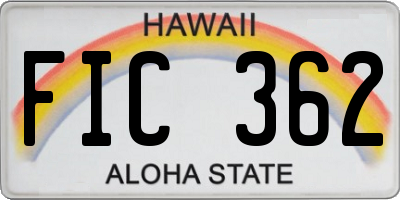 HI license plate FIC362