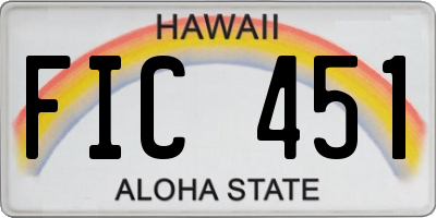HI license plate FIC451