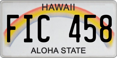 HI license plate FIC458