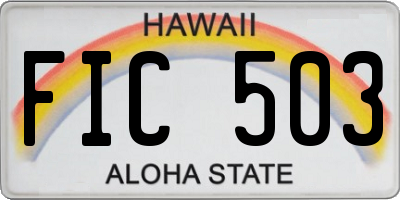 HI license plate FIC503