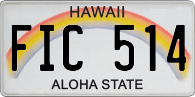 HI license plate FIC514