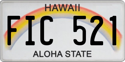 HI license plate FIC521
