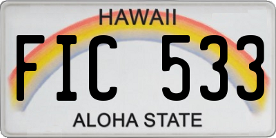 HI license plate FIC533
