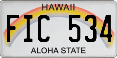 HI license plate FIC534