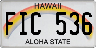 HI license plate FIC536