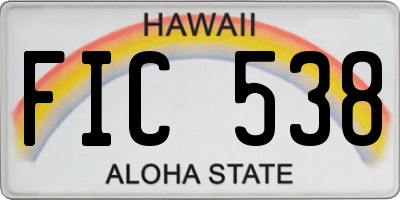 HI license plate FIC538