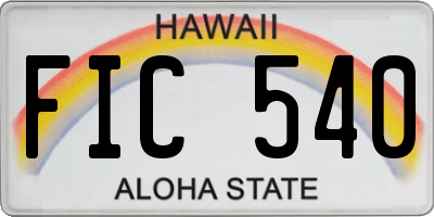 HI license plate FIC540