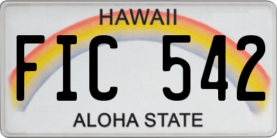 HI license plate FIC542