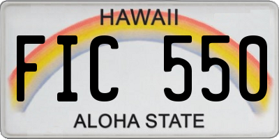 HI license plate FIC550