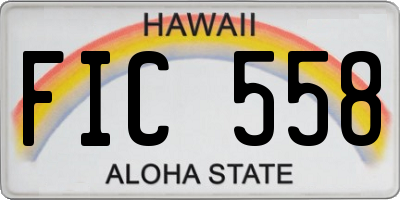 HI license plate FIC558
