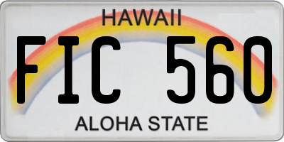 HI license plate FIC560