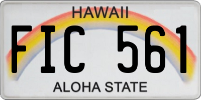 HI license plate FIC561