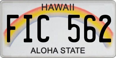 HI license plate FIC562