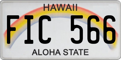 HI license plate FIC566
