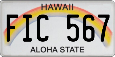 HI license plate FIC567