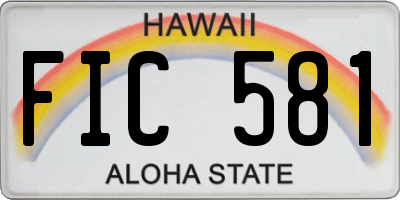 HI license plate FIC581