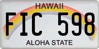 HI license plate FIC598